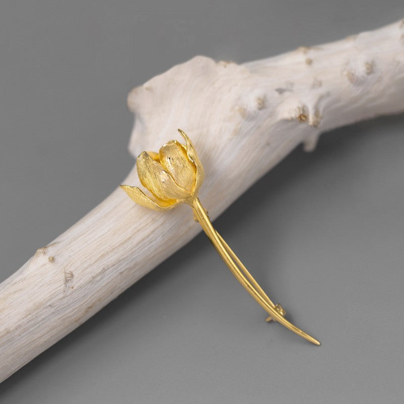 Tulip Bloom Brooch – Elegant Botanical Magic