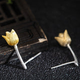 Golden Tulip Bud Earrings for Grace, Growth and Renewal