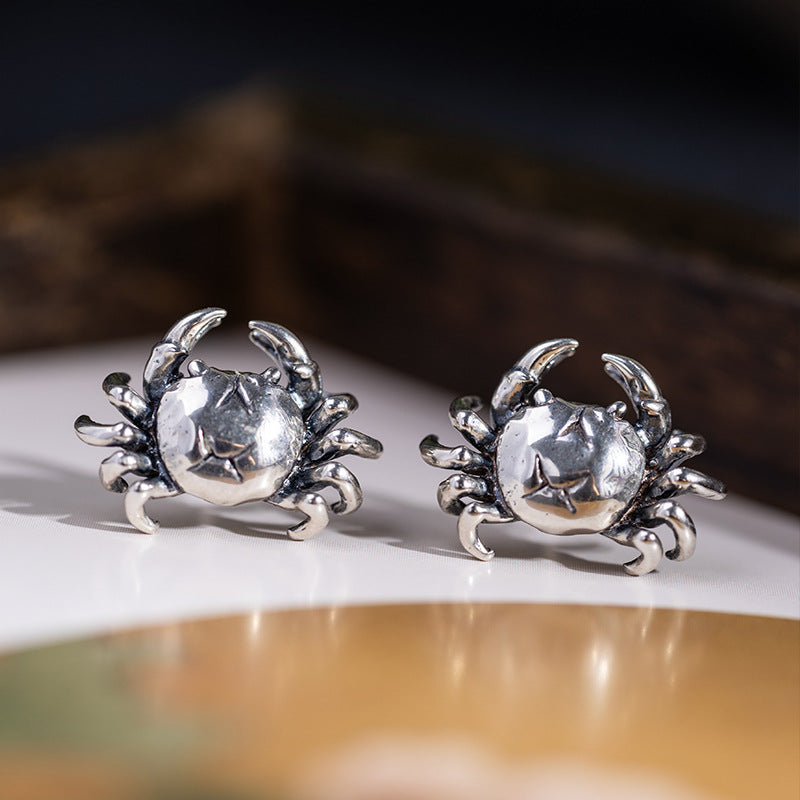 Crab Totem Stud Earrings for Protection and Water Energy