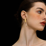 Feather Drop Earrings Gold Silver