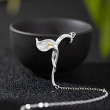 Calla Lily Necklace – Silver Flower Pendant with Gold Detail