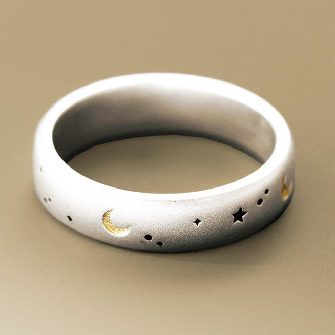 Celestial Moon and Stars Ring for Cosmic Energy Lovers