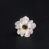 Forest Blossom Ring with Green Crystal Core