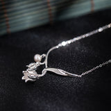 Lily of the Valley Necklace – Silver Pearl Flower Pendant