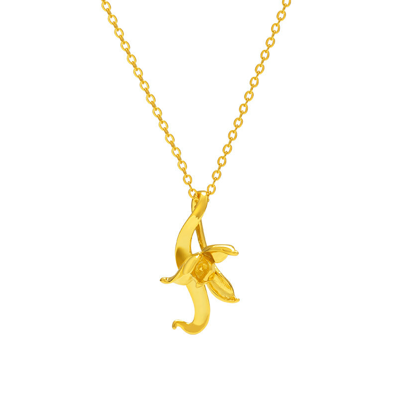 Moonflower Crescent Necklace in Gold and Silver Harmony