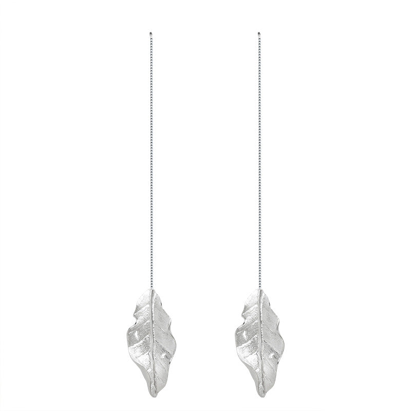 Silver Feather Threader Earrings for Boho Mystic Style