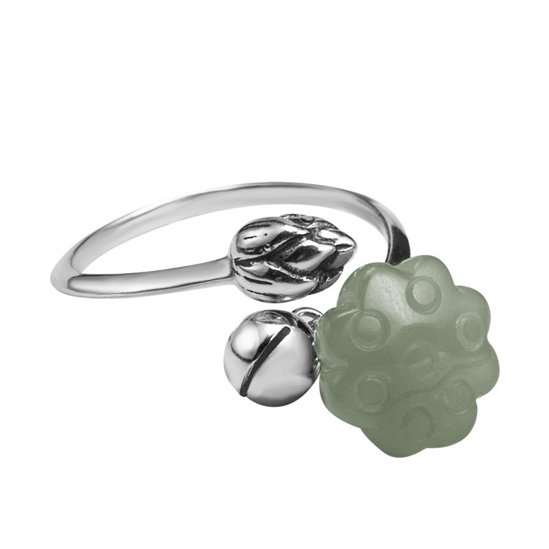 Lotus Seed Pod Ring with White Jade Bloom