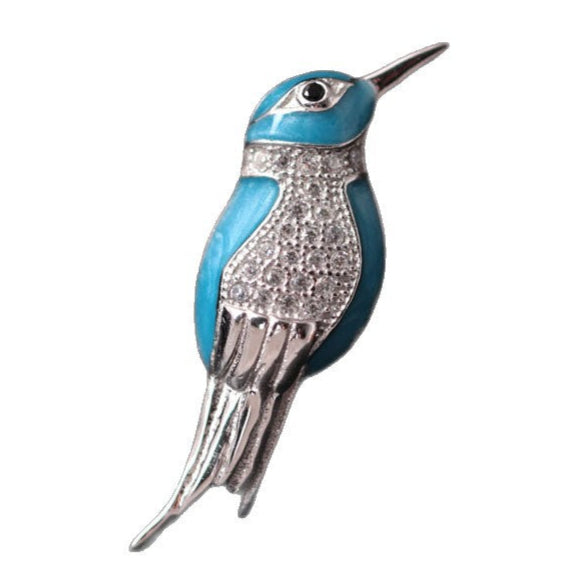 Mystic Blue Bird Earrings with Enamel Wings