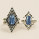 Natural Blue Kyanite Rings in Rustic Arrowhead Frames