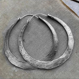 Rustic Hammered Teardrop Hoop Earrings for Boho Style