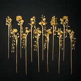 Golden Goddess Hairpins with Blossoms and Flowing Chains