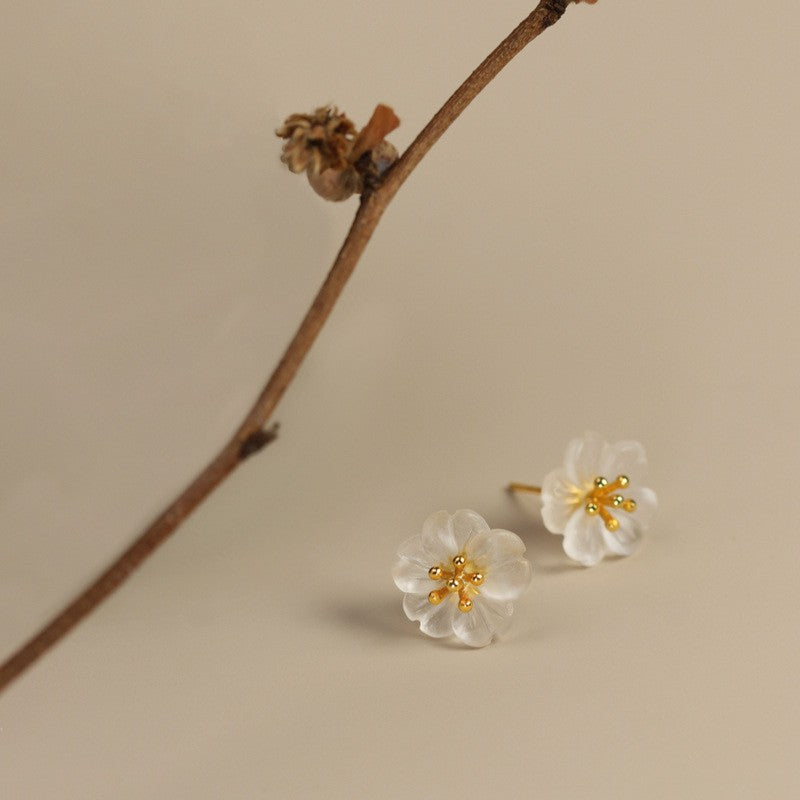 Frosted Plum Blossom Studs for Purity and Inner Strength