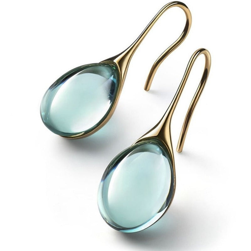 Lime Green Teardrop Earrings with Natural Glass Shine