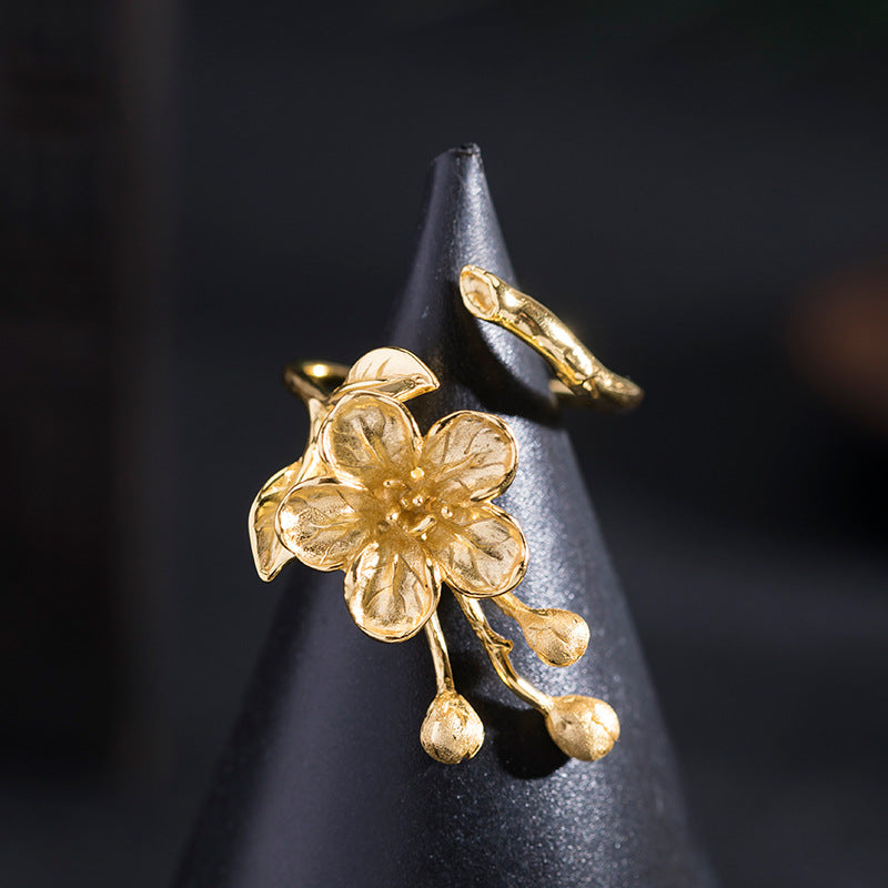 Twin Blossom Adjustable Rings in Gold and Silver Tones