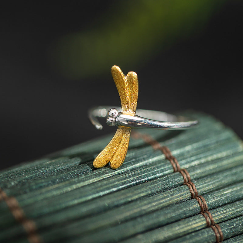 Golden Dragonfly Ring – Nature Spirit Adjustable Jewelry