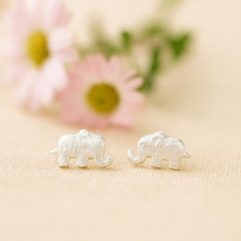 Silver Elephant Stud Earrings – Totem of Wisdom & Protection