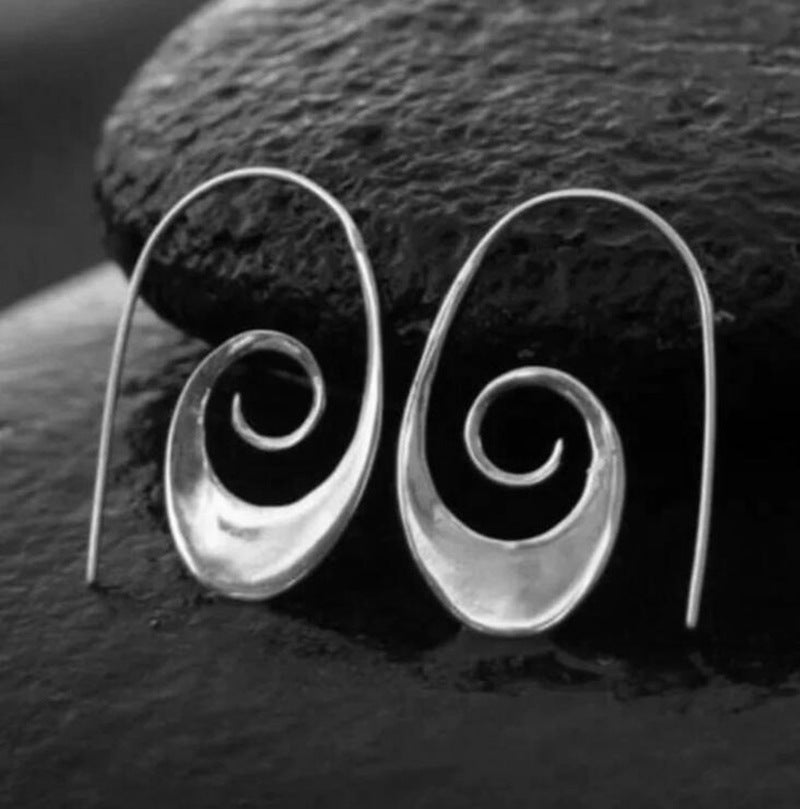 Golden Spiral Drop Earrings with Bohemian Nature-Inspired Style