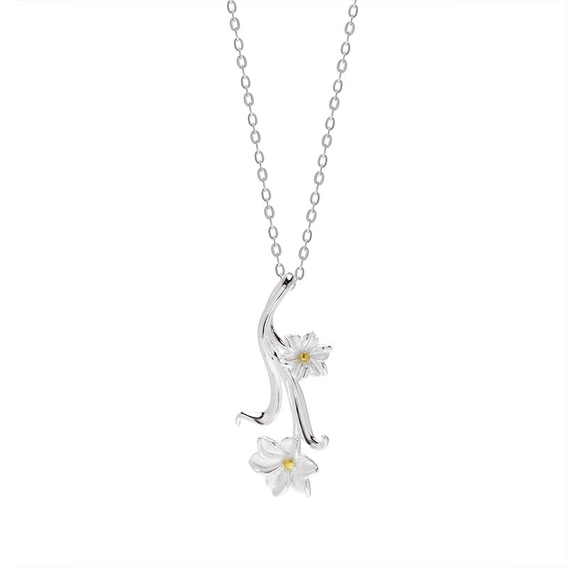 Blooming Spirit Flower Pendant Necklace in Silver