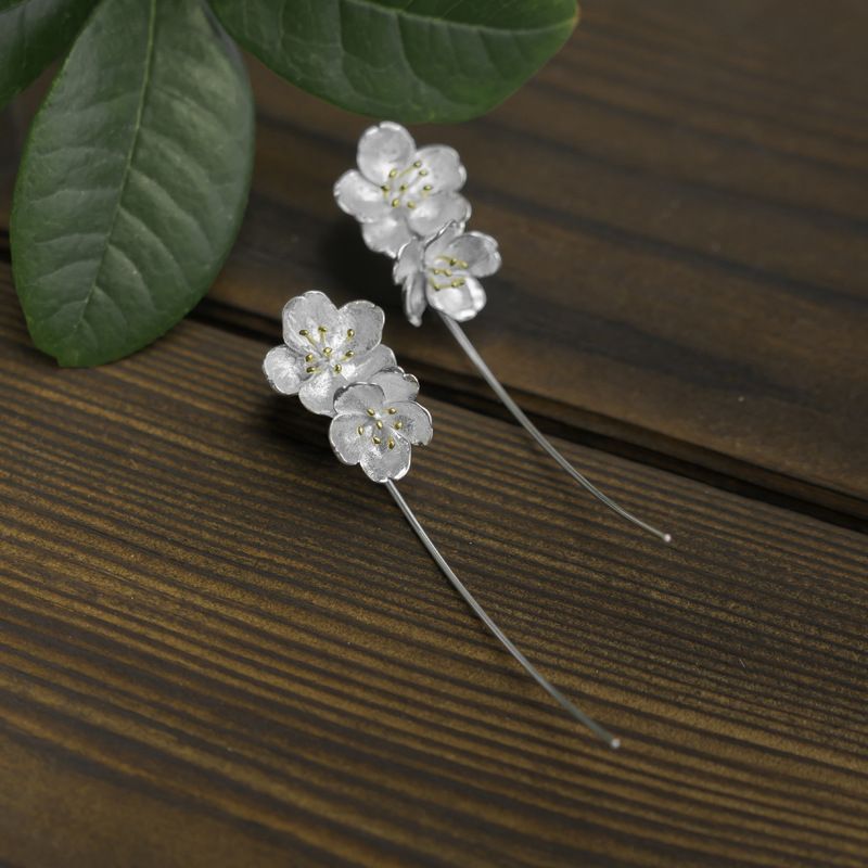 Floral Drop Earrings Gold or Silver
