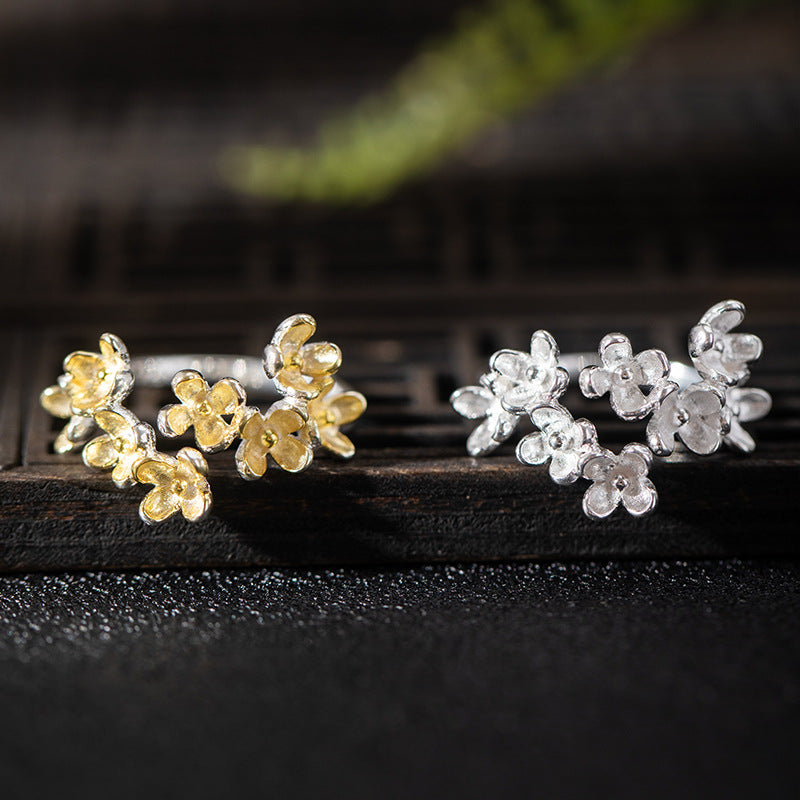 Adjustable Floral Bloom Ring in Gold and Silver Finish