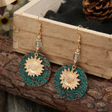 Bohemian Sunflower Earrings with Vintage Floral Round Design