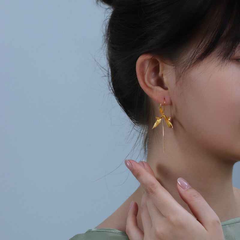 Orchid Drop Earrings – Sterling Silver or Gold