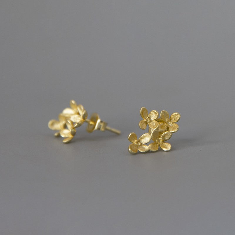 Gold Flower Stud Earrings for Women
